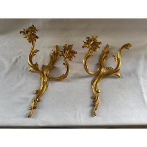 Pair Of Antique Ormolu Sconces In The Louis XV Style