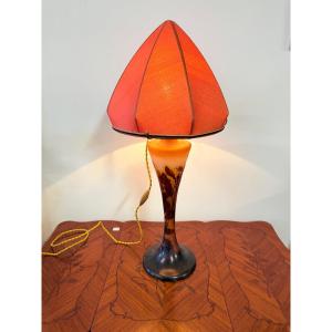 Art Nouveau Mushroom Lamp – émile Gallé – Floral Pansy Decoration 