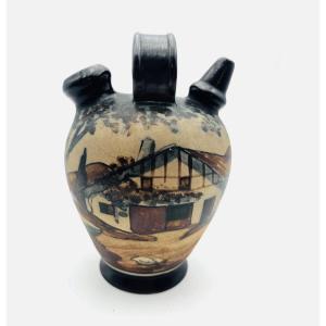 Cibourg Stoneware Jug Signed Garcia De Diego, Basque 