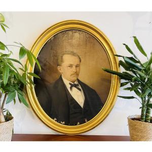 Oil Painting On Canvas – Portrait Of A Man 19th Century 