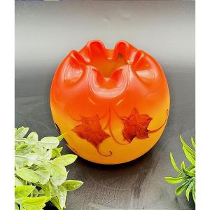 Orange Glass Paste Vase From The 1930s Signed Ds 