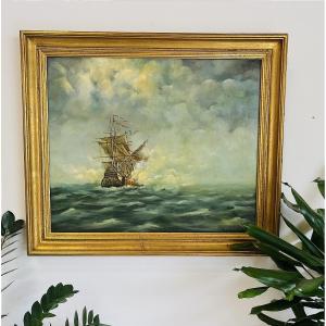 Oil On Canvas Marine — Signed Stockfisch 87 