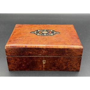 Antique Burr Walnut Box – Napoleon III – Marquetry