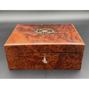 Large Antique Box In Burr Walnut – Napoleon III – Marquetry
