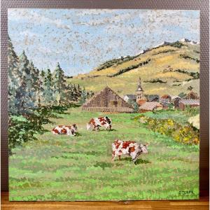 Oil Painting On Canvas, Mountain Landscape – Didier Terme (1952) 