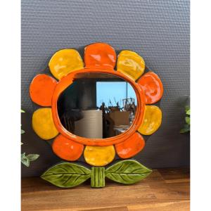 Ceramic Flower Mirror Mithé Espelt Vintage 60s/70s