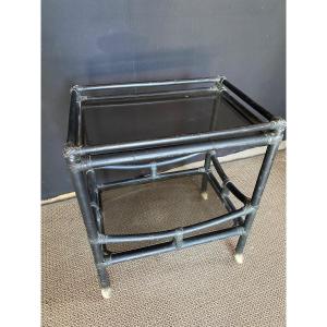 Black Lacquered Bamboo Rolling Table Year 70