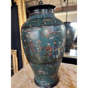 Chinese Cloisonne Bronze Lamp