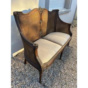 Louis XVI Style Cane Sofa Bench 