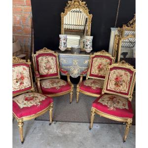 Louis XVI Style Gilded Wood Living Room, Napoleon III