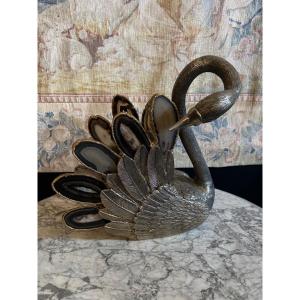 Bronze And Aghate Magazine Rack From The '70s