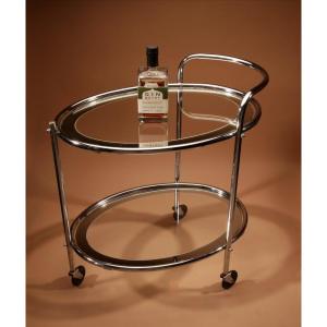 Original 1930s Art Deco Chrome And Mirror Modernist Cocktail Trolley.