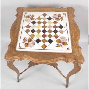 An Original Kashmir (india) Inlaid Marble Chess Table.