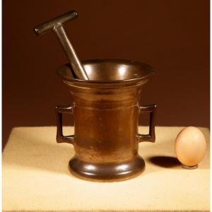 Bronze Mortar With Unusual Pestle Around 1700.