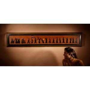 Amusing Dutch Brassband/fanfare Type Of Jigsaw Woodwork Relief Painting.
