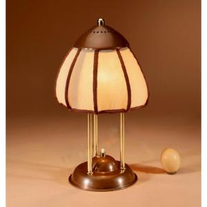  amsterdam School Rare Brass And Patinated Copper Table Lamp, Circa 1900-20