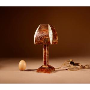 Very Rare And Very Complete Small Art Deco Table Lamp In Celluloid.