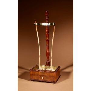 A Mahogany And Brass Clay Pipe Stand With Drawer 
