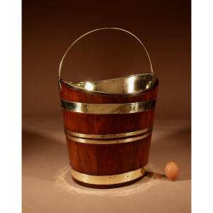 A Fine Quality Mahogany Brass Bound Boat (schuitje) Shaped Peat Bucket Tea Stove Jardinière.