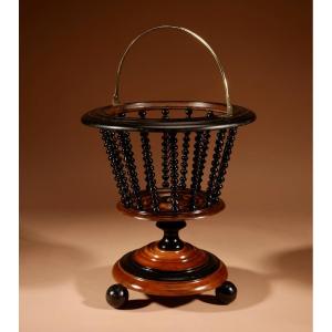 A Beautiful Walnut And Ebonised Tea Stove Bucket/peat Bucket Jardinière.