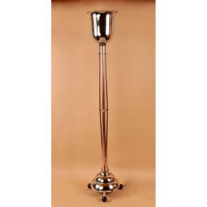  Very Elegant Modernist Chrome Art Deco Floor Lamp, France, Circa 1920-1940.