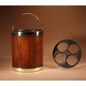 A Magnificent Georgian Mahogany And Brass Peat Bucket / Bottle Carrier Circa 1780-1800