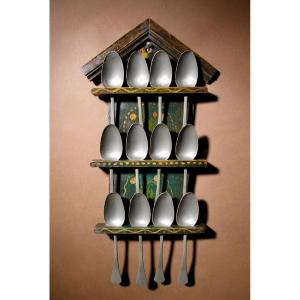 A Dutch Very Decorative And Original Painted Spoon Rack.