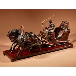   Bogorodskoe Carving, Russian Folk Art Very Fine Carved Troika.