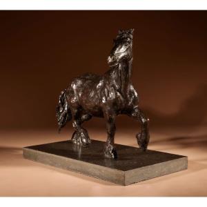  Draft Horse, A Powerful Bronze Sculpture In The Style Of Renee Sintenis 1888-1965.