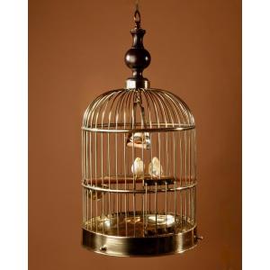 Very Decorative Round Brass Birdcage, Circa 1920-40
