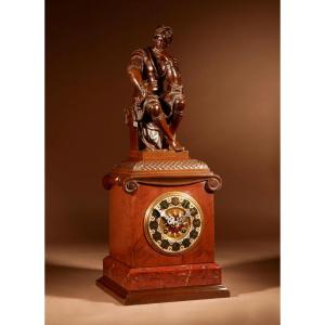 A Beautiful Bronze And Marble Mantel Clock.