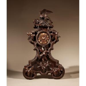 Interesting Black Forest Walnut Mantel Clock In The French Rococo Style, German/swiss Circa 185