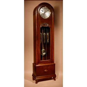  Art Deco Black Forest Longcase Clock, 4 Chimes/melodies, In Oak, Patented, Germany. 