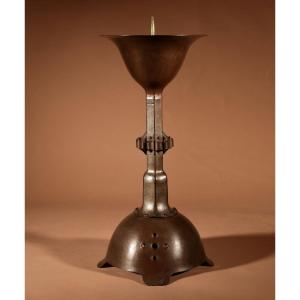 Impressive Large Amsterdam School Pricket Copper Candlestick
