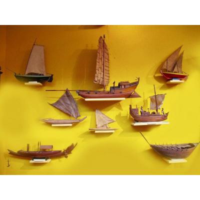 A Very Interesting International Collection Of Eight Boat / Raft Models. Circa: 192