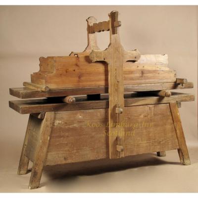 A Very Rare Wooden Mangling Table, For Mangling (ironing) Linen. Anglo Dutch. 19th Century.