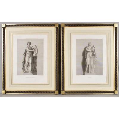 "le Grand Tour" A Pair Of Very Decorative Classical Subject Engravings