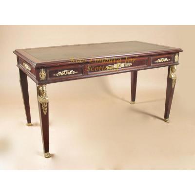 French Mahogany Bureau-plat, Writing Table C.1880 France