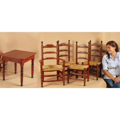 A Beautiful Set Of Original Hindeloopen Child Furniture.