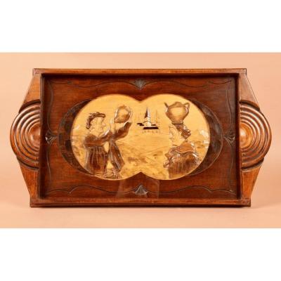 An Art Deco Very Stylish Carved Wooden Tray. Circa 1920