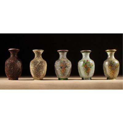 A Rare Complete Chinese Demonstration Set How To Make Plique-a-jour Vases Circa 1920-1940.