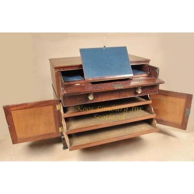  Scottish Library Secretary In Mahogany Regency, Chest Of Drawers Around 1810 