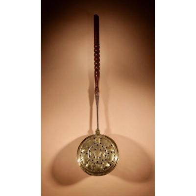 A Decorative French/german 18th Century Brass Bed Warming Pan.
