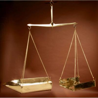 A Frisian Brass  10 Kilo Free Hanging Balance Beam Scales.