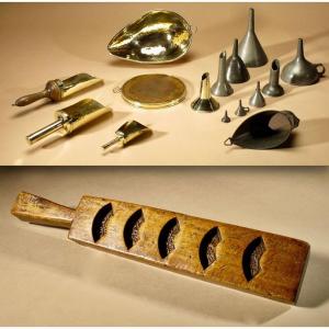 A Very Nice Brass, Pewter And Tin Original Collection Of Kitchenware.