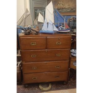 Officer's Chest Of Drawers, Called Marine, In Teak