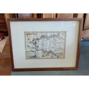 Tassin Map 1634 Watercolored Brittany And Framed