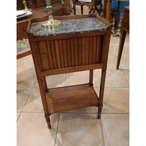 Late 18th Century Directoire Bedside Table With Curtains In Cherry And Beech