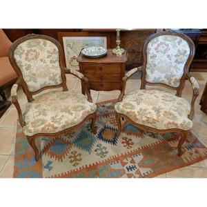 Pair Of Louis XV Period Cabriolet Armchairs