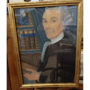 Pastel, Late 18th Century, "man At The Library"